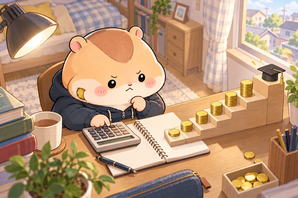 卒業までの学費を電卓で計算するナビ助