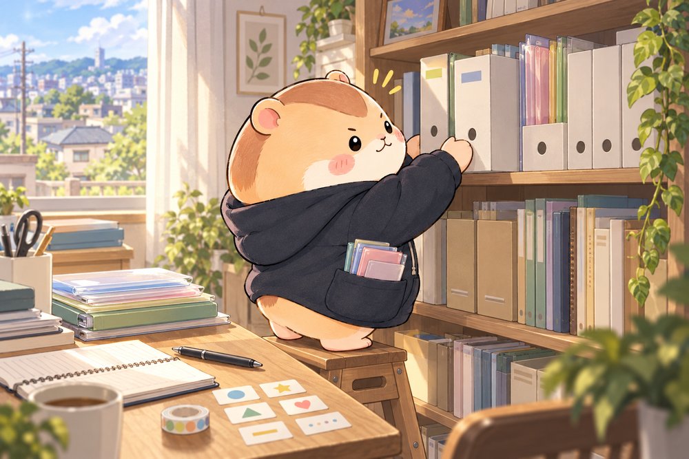 レポートや教科書をファイルで整理するナビ助